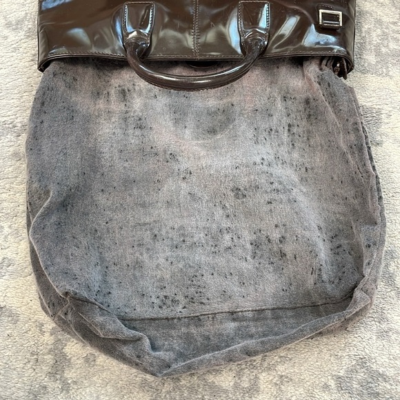 Vintage Gucci Dark Brown Patent Leather Structured Handbag 2 Way Glossy - Picture 17 of 17